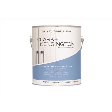 Clark+Kensington Semi-Gloss White Cabinet/Door/Trim Paint Interior 1 gal, Pack of 4