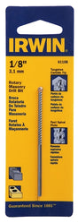 Irwin 61108 Drill Bit, 1/8 in Dia, 3 in OAL, Spiral Flute, 1-Flute, 1/8 in Dia Shank, Straight Shank