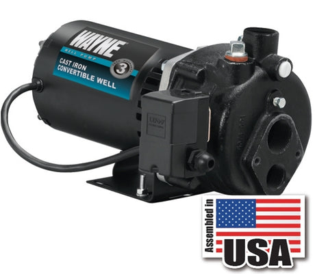 Wayne CWS75 Jet Well Pump, 120/240 V, 0.75 hp, 1-1/4 in Suction, 3/4 in Discharge Connection, 90 ft Max Head, 462 gph