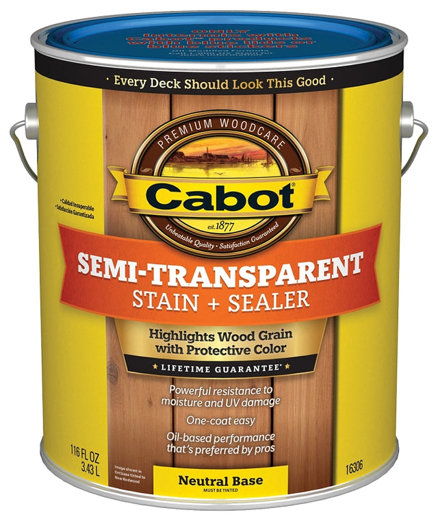 Cabot 140.0016306.007 Deck and Siding Stain, Flat, Neutral Base, Liquid, 1 gal, Pack of 4