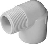 IPEX 435501 Street Pipe Elbow, 3/4 x 3/4 in, Slip x MPT, 90 deg Angle, PVC, White, SCH 40 Schedule