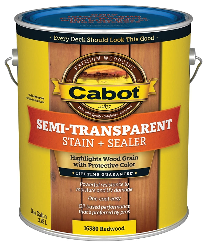 Cabot 140.0016380.007 Deck and Siding Stain, Redwood, Liquid, 1 gal, Pack of 4