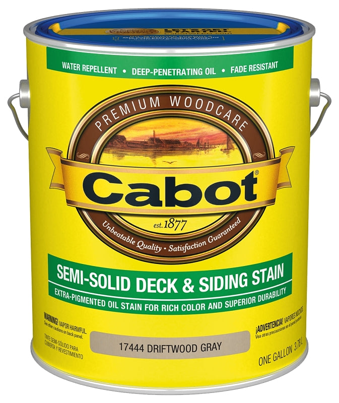 Cabot 140.0017444.007 Deck and Siding Stain, Driftwood Gray, Liquid, 1 gal, Pack of 4