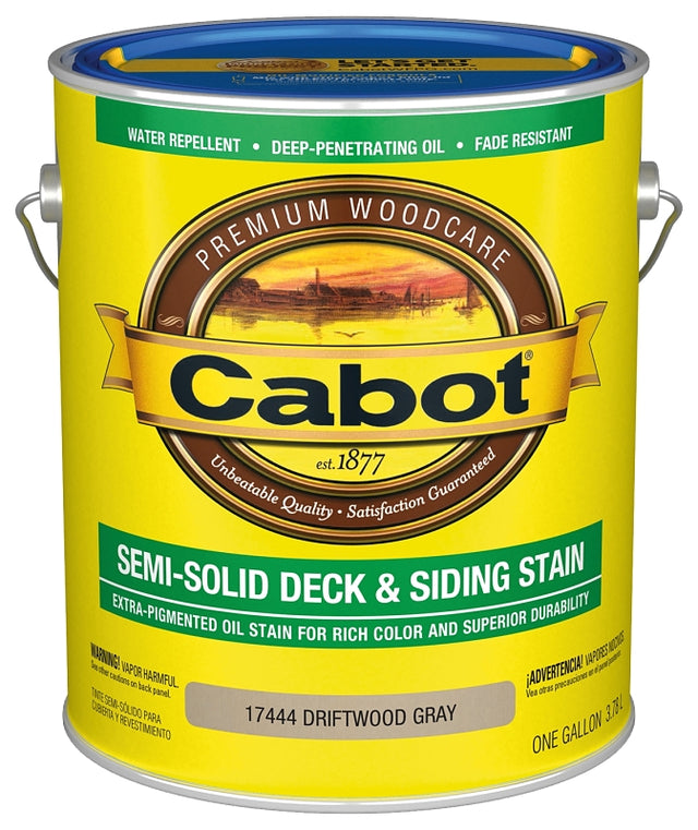 Cabot 140.0017444.007 Deck and Siding Stain, Driftwood Gray, Liquid, 1 gal, Pack of 4