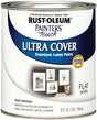 Rust-Oleum 1990502 Enamel Paint, Water Base, Flat Sheen, White, 1 qt, Can, 120 sq-ft Coverage Area
