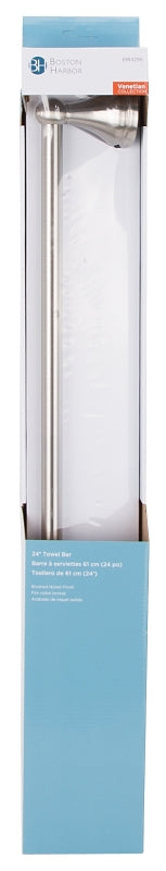 Boston Harbor L5024-13B-103L Towel Bar, 24 in L Rod, Brushed Nickel, Surface