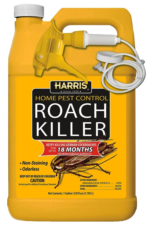 Harris HRS-128 Roach Killer, Liquid, Spray Application, Indoor, Outdoor, 1 gal