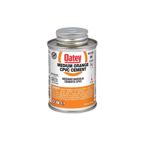 Oatey 31128 Medium-Bodied Fast Set Cement, 4 oz Can, Liquid, Orange