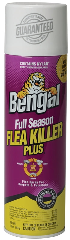 Bengal Full Season 92445 Flea Killer Plus, Liquid, Spray Application, Indoor, 16 oz Aerosol Can