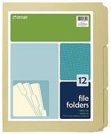 Top Flight 4611415 File Folder, 12 x 9-1/2 in Sheet, 12 Sheet, Plain Tab, Pack of 12