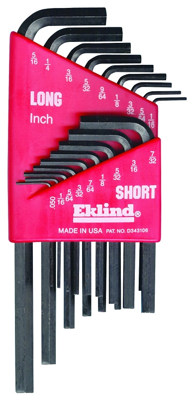 Eklind 10018 Hex Key Set, 18-Piece, Steel, Black