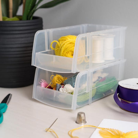IRIS Clear Storage Bin 3 in. H X 4.5 in. W X 7.5 in. D Stackable, Pack of 12