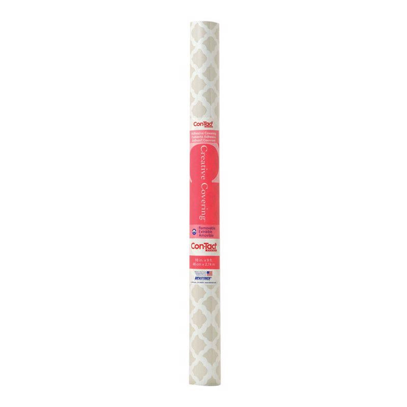 Con-Tact Creative Covering 9 ft. L X 18 in. W Talisman Taupe Geometric Shelf Liner, Pack of 12