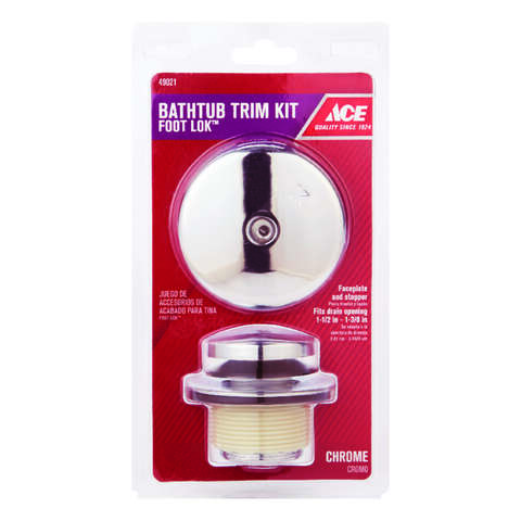 Ace 1 Chrome Plated Foot Lok Stop Bath Drain Trim Kit