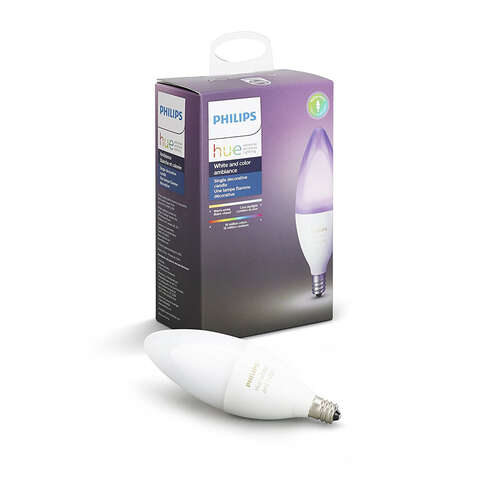 Philips Hue B39 E12 (Candelabra) Smart-Enabled LED Bulb White and Color Ambiance 40 Watt Equivalence