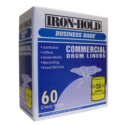 Iron-Hold 55 gal Drum Liners Twist Tie 60 pk 0.67 mil