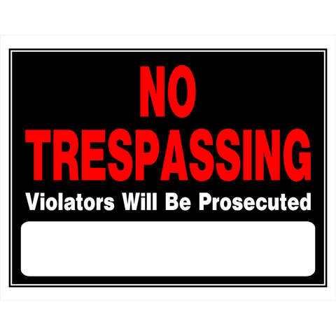 Hillman English Black No Trespassing Sign 15 in. H X 19 in. W, Pack of 6