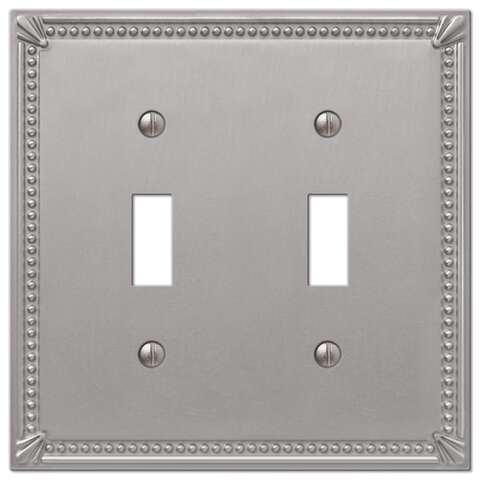 Amerelle Imperial Bead Brushed Nickel 2 gang Metal Decorator/Toggle Wall Plate 1 pk