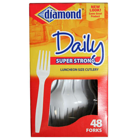 Diamond White Plastic Heavy Duty Forks 48 pk, Pack of 12