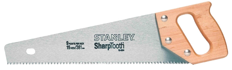 STANLEY 15-334 Handsaw, 15 in L Blade, 8 TPI, Extra Wide Handle, Wood Handle