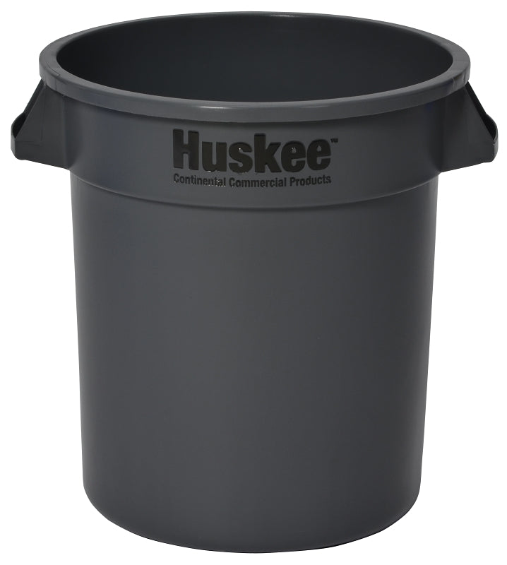 Continental Commercial 1001GY Trash Receptacle, 10 gal, Plastic, Gray