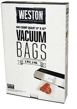 Weston 30-0101-W Vacuum Seal Bag, 12 in L, 8 in W, Plastic, Clear