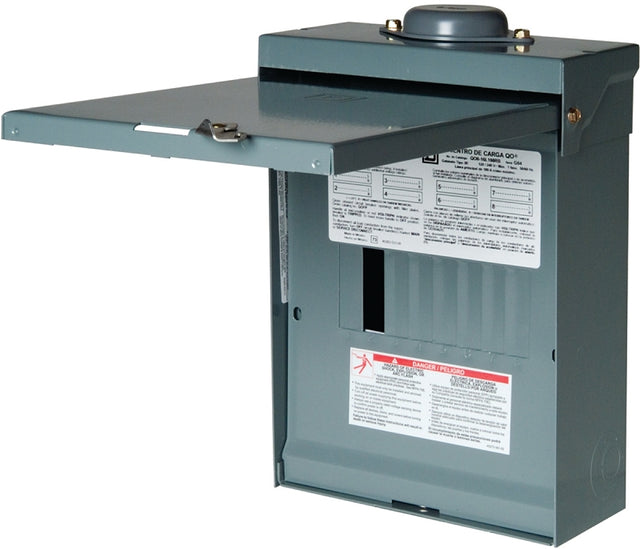 Square D QO QO816L100RBCP Load Center, 100 A, 8 -Space, 16 -Circuit, Main Lug, NEMA 3R Enclosure, Plug Mounting