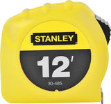 STANLEY 30-485 Measuring Tape, 12 ft L Blade, 1/2 in W Blade, Steel Blade, ABS Case, Yellow Case