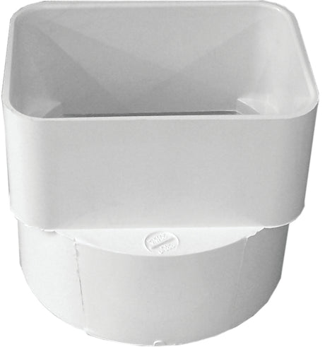 Canplas 414434BC Downspout Adapter, 3 x 4 in Connection, Hub, PVC, White