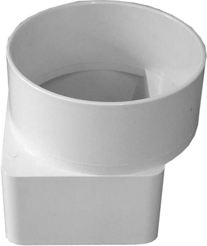 Canplas 414463BC Downspout Adapter, Offset, 3 x 4 in Connection, Hub, PVC, White