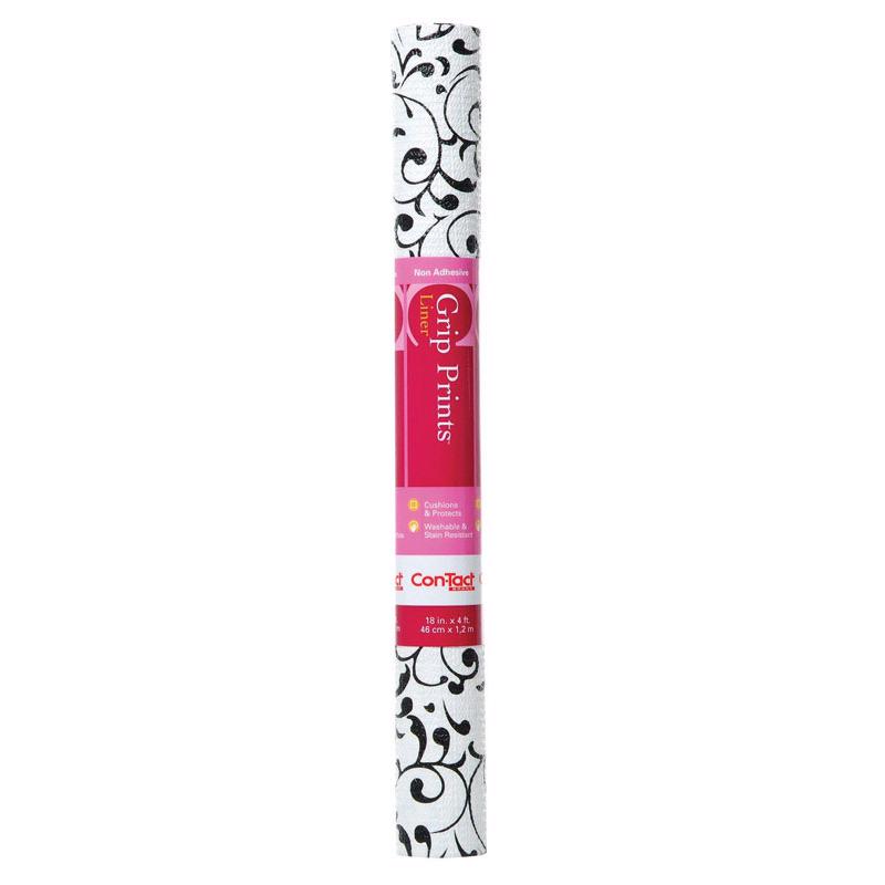 Con-Tact Grip Prints 4 ft. L X 18 in. W Virtu Black Non-Adhesive Shelf Liner, Pack of 6