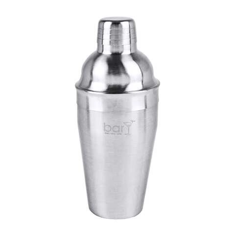 BarY3 18 oz Silver Stainless Steel Cocktail Shaker with Strainer