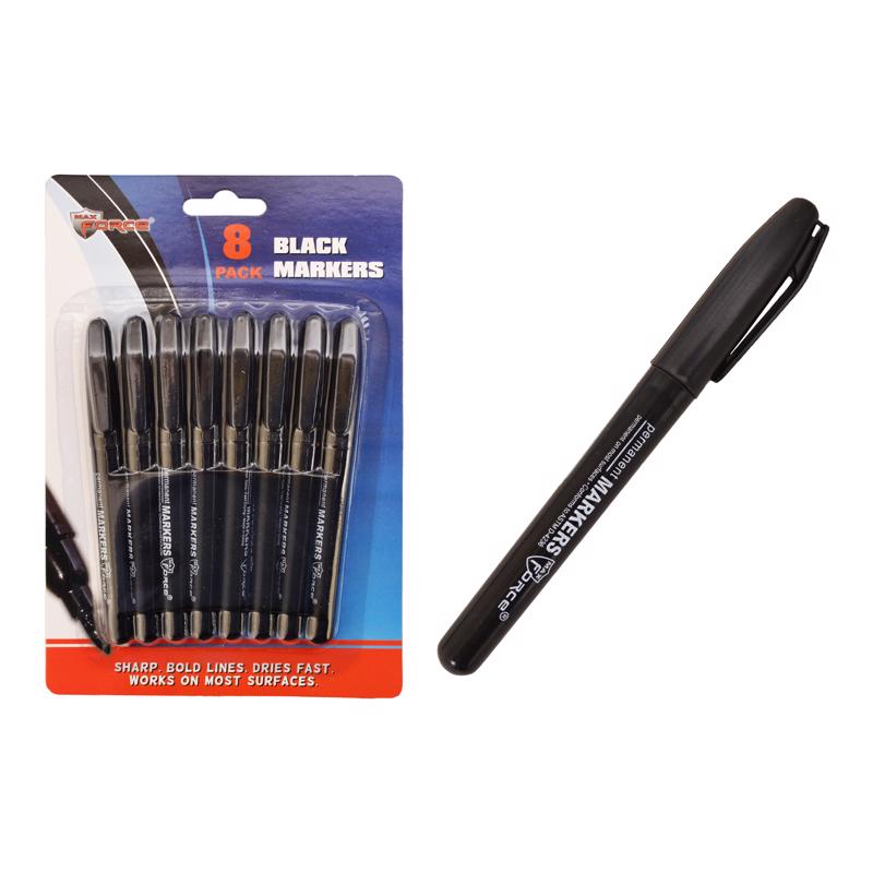 Diamond Visions Max Force Black Felt Tip Permanent Marker 8 pk, Pack of 48