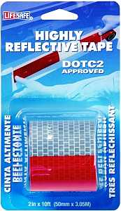 Incom RE2110 Reflective Tape, 10 ft L, 2 in W, Red/Silver