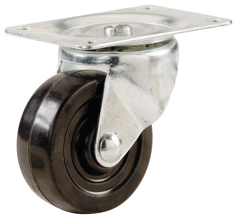 Shepherd Hardware 9478 Swivel Caster, 2-13/16 x 3-7/8 in Plate, 4 in L x 2.8 in W x 2.5 in H Dimensions, Rubber Wheel