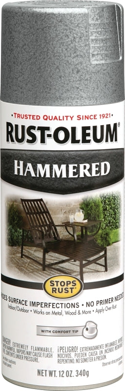 Rust-Oleum 7213830 Rust Preventative Spray Paint, Hammered, Silver, 12 oz Can