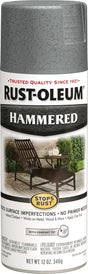 Rust-Oleum 7214830 Rust Preventative Spray Paint, Hammered, Gray, 12 oz Can
