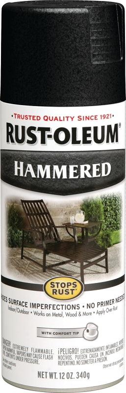 Rust-Oleum 7215830 Rust Preventative Spray Paint, Hammered, Black, 12 oz Can