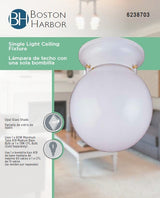 Boston Harbor F3WH01-3375W-3L Ceiling Light Fixture, 0.5 A, 120 V, 60 W, 1-Lamp, A19 or CFL Lamp, Metal Fixture