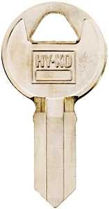 Hy-Ko 11010IL1 Key Blank, Brass, Nickel, For: Illinois Cabinet, House Locks and Padlocks, IL1 Key Number, Pack of 10