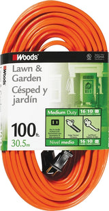 Woods 0724 Extension Cord, 16 AWG Cable, 100 ft L, 10 A, 125 VAC, Orange