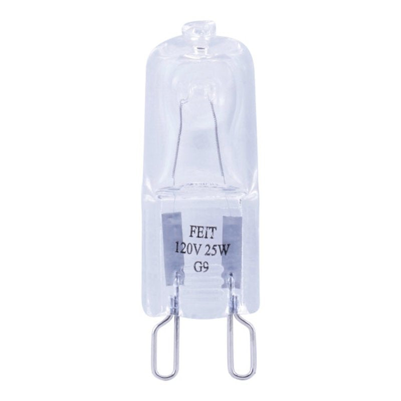Feit Electric BPQ25/G9/CAN Halogen Bulb, 1-3/4 in L Dimensions, 25 W, G9 Lamp Base, JCD T4 Lamp, 3000 K Color Temp, Pack of 6