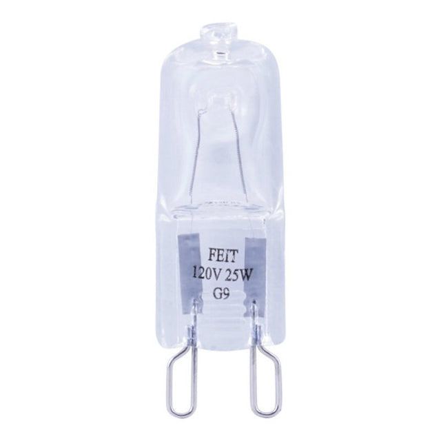 Feit Electric BPQ25/G9/CAN Halogen Bulb, 1-3/4 in L Dimensions, 25 W, G9 Lamp Base, JCD T4 Lamp, 3000 K Color Temp, Pack of 6