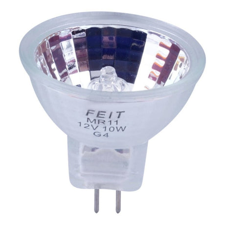 Feit Electric BPQ10MR11/CAN Halogen Bulb, 1-3/8 in Dia x 1-5/8 in L Dimensions, 10 W, G4 Lamp Base, MR11 Lamp, Pack of 6