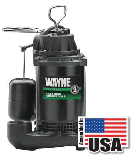 Wayne CDU790 Sump Pump, 1-Phase, 9.5 A, 120 V, 0.33 hp, 1-1/2 in Outlet, 20 ft Max Head, 1200 gph, Iron