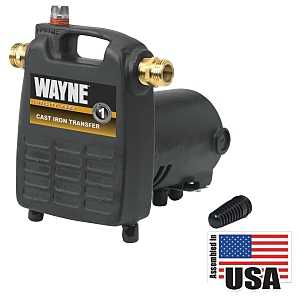 Wayne PC4 Non-Submersible Self-Priming Utility Pump, 1-Phase, 8 A, 120 V, 0.5 hp, 3/4 in Outlet, 1600 gph, Iron