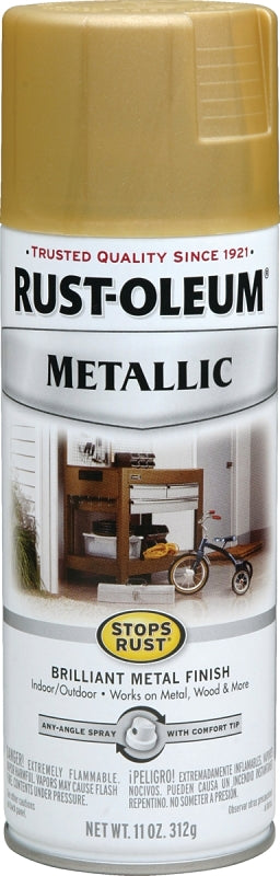 Rust-Oleum 7270830 Rust Preventative Spray Paint, Metallic, Gold Rush, 11 oz Can