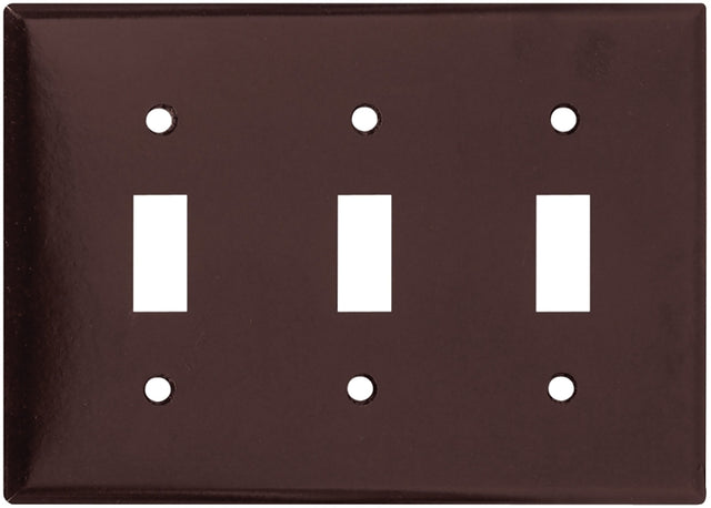 Eaton Wiring Devices 2141B-BOX Wallplate, 4-1/2 in L, 6.37 in W, 3 -Gang, Thermoset, Brown, High-Gloss