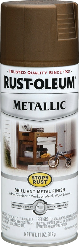 Rust-Oleum 7274830 Rust Preventative Spray Paint, Metallic, Antique Brass, 11 oz Can