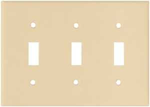 Eaton Wiring Devices 2141V-BOX Wallplate, 4-1/2 in L, 6.37 in W, 3 -Gang, Thermoset, Ivory, High-Gloss